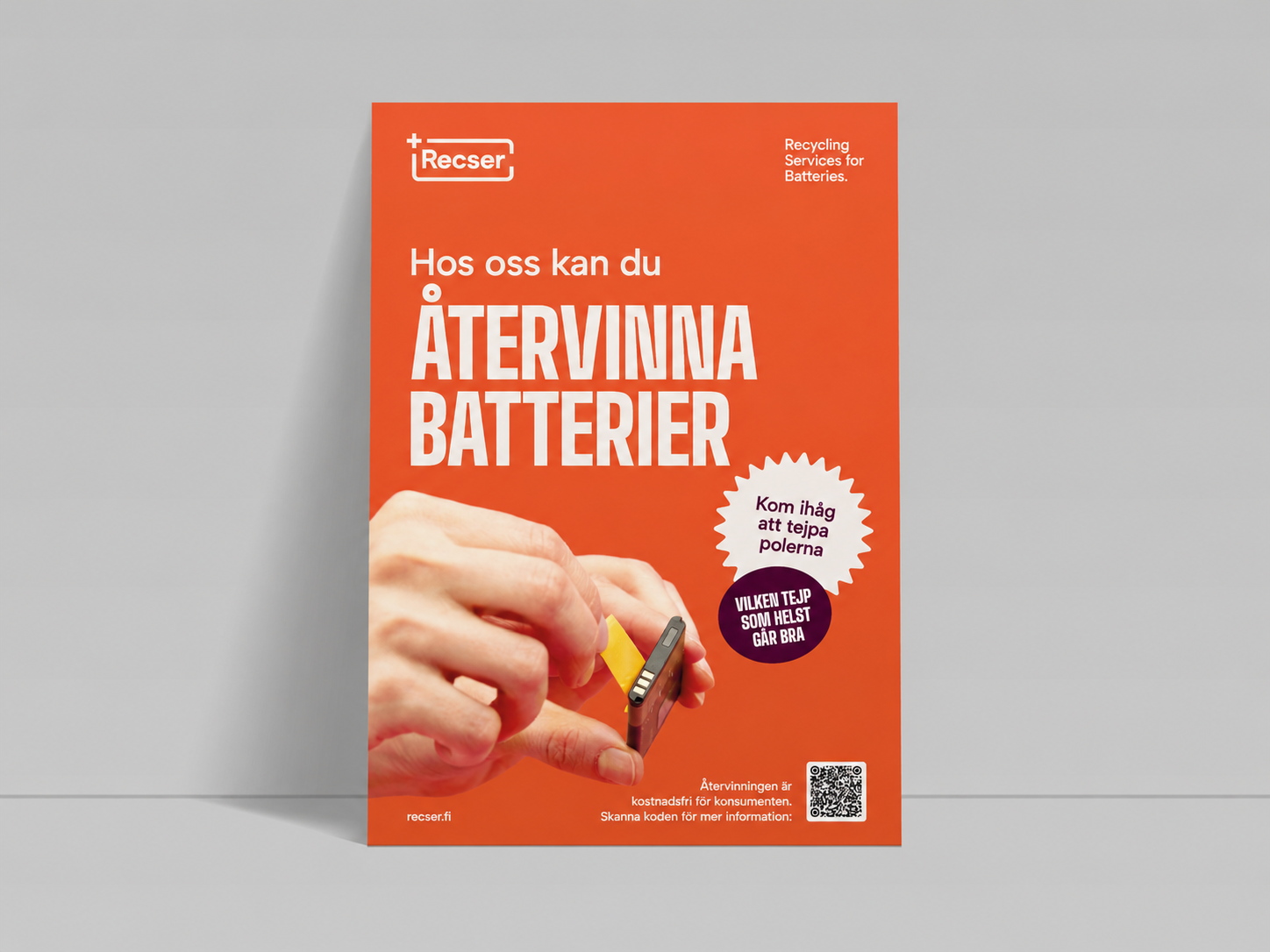 Juliste kierrätyspisteelle - akku A3 I SWE