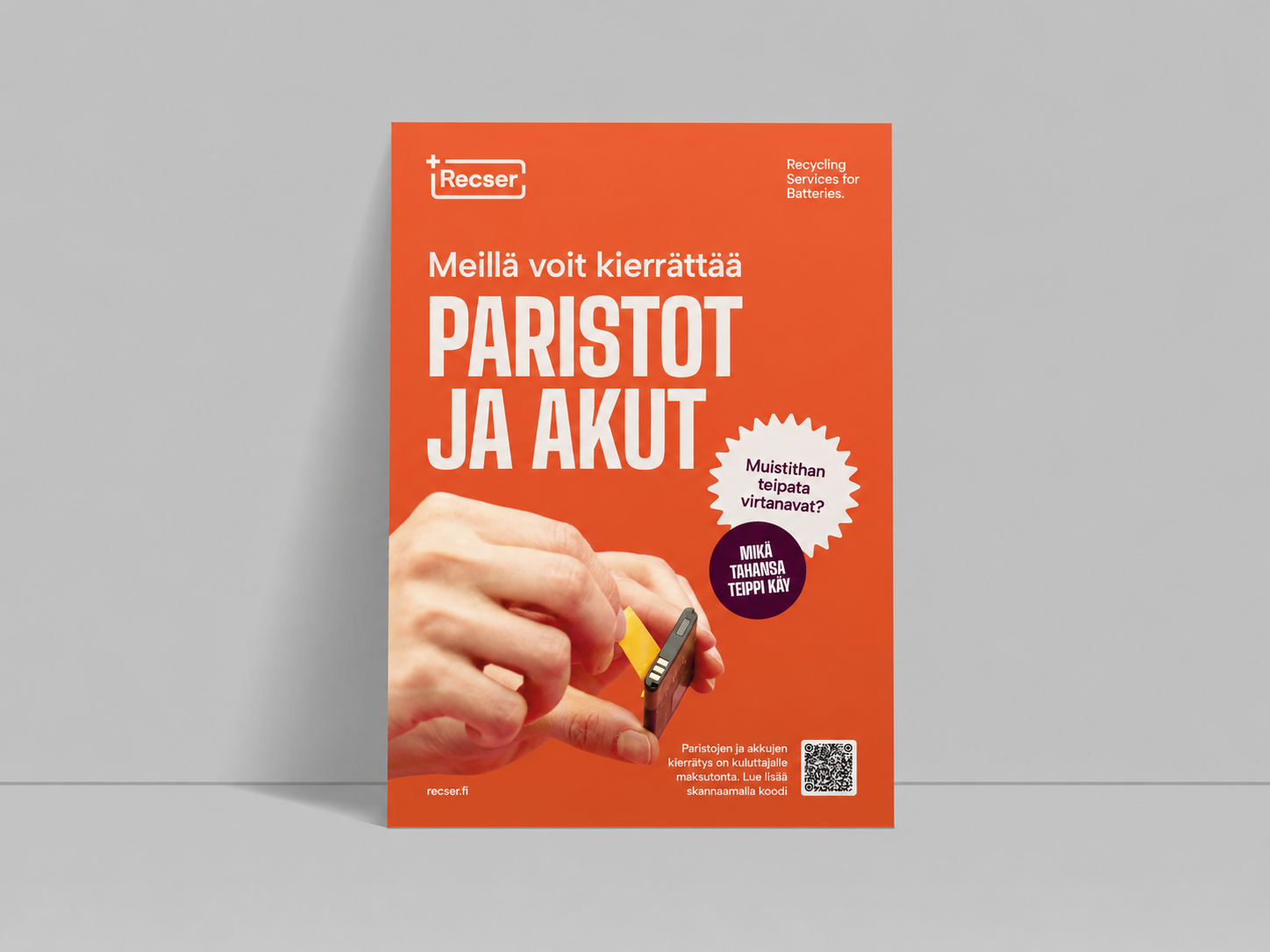 Juliste kierrätyspisteelle - akku A4 I FIN